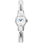 Bulova American Girl Limited Edition Women's Watch 96L333 featuring a 16.7mm silver-tone stainless steel tonneau case with a white dial—front view.
