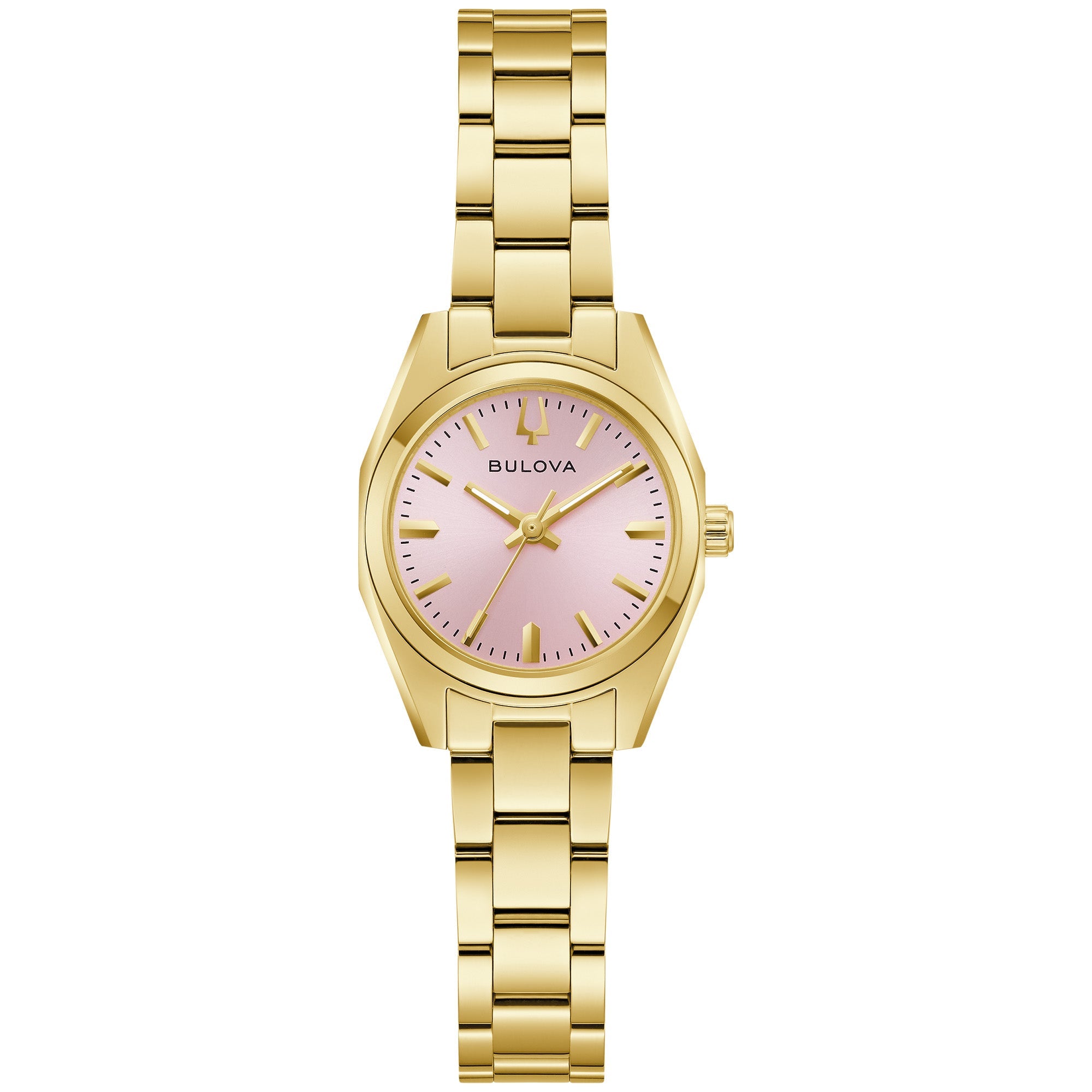 Bulova 23 mm Pink Dial Gold-Tone Watch 97L187