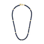 Bulova Classic Freshwater Pearl & Diamond Necklace BVC1060-G6SSC4FWP featuring matte black freshwater pearls, black ruthenium-plated sterling silver beads with white diamonds, and gold-tone hexagonal spheres—front view