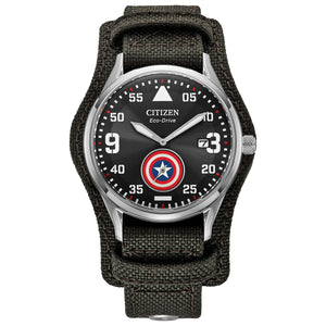 CITIZEN Captain America Eco-Drive Black Dial Watch BV1140-00W