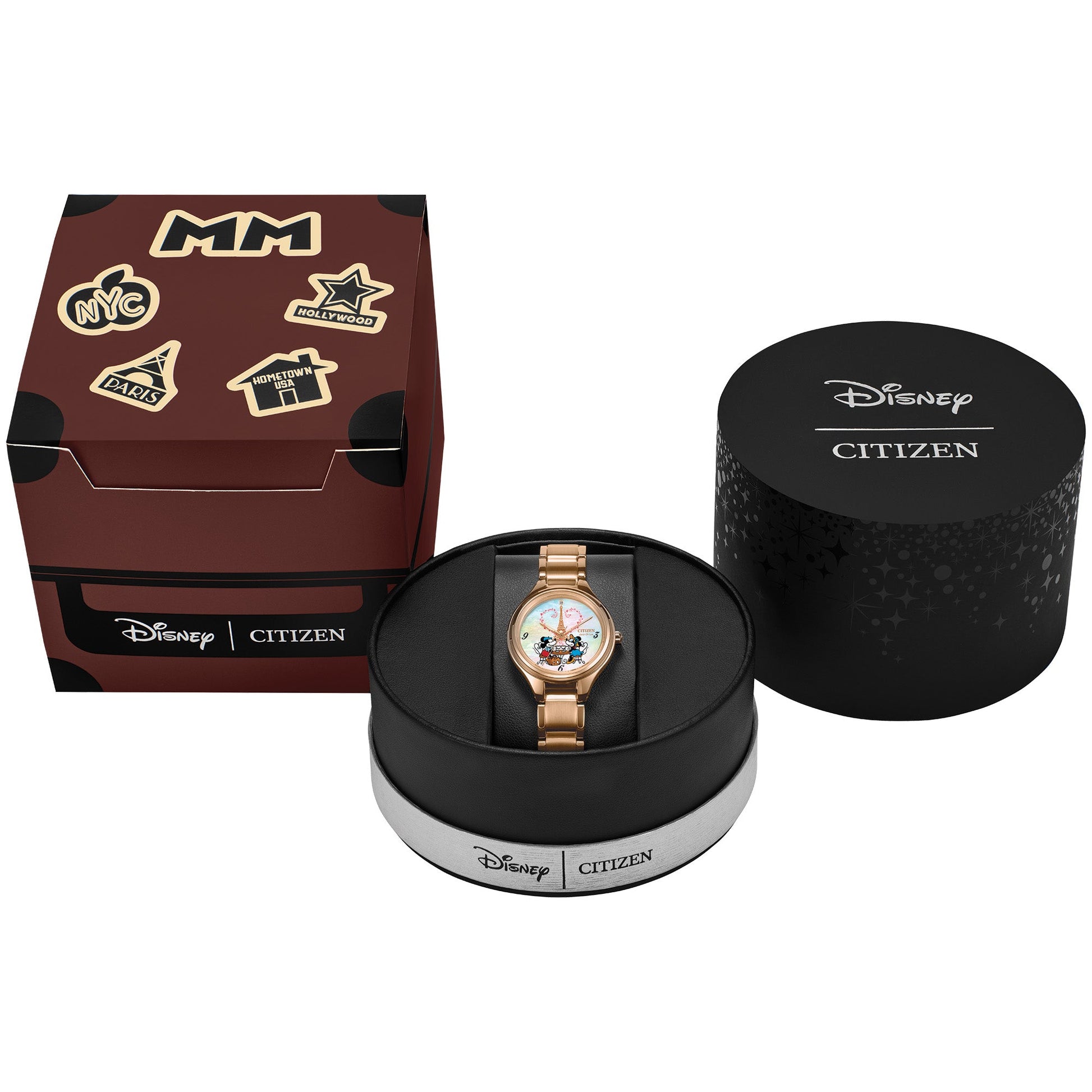 Citizen FE2103-52D presented in branded Citizen/Disney gift box featuring watch and documentation.