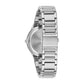 Reverse side of the Caravelle by Bulova 43D107, displaying the stainless steel case back with engraved brand logo.