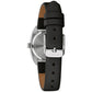 Rear view of the Caravelle by Bulova 43L220, highlighting the stainless steel case back and the quality leather strap.