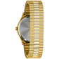 Rear view of the Caravelle by Bulova 44B126, highlighting the stainless steel case back and the design of the expansion bracelet.