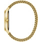  Side profile of the Caravelle by Bulova 44B126, showcasing the sleek gold-tone stainless steel case and the flexible expansion bracelet.