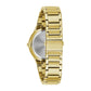 Rear view of the Caravelle 44D102, showcasing the stainless steel case back and bracelet with fold-over clasp.