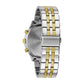 Rear view of the Caravelle 45A143, showcasing the stainless steel case back and bracelet with fold-over buckle closure.