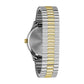 Rear view of the Caravelle by Bulova 45B147, highlighting the stainless steel case back and the expansion bracelet mechanism.