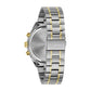 Rear view of the Caravelle by Bulova 45B152, highlighting the stainless steel case back and the bracelet's double-push fold-over closure.