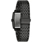 Back of Caravelle 45D111 highlighting fold-over clasp and stainless steel bracelet links.