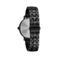 Back view of the Caravelle by Bulova 45L181, highlighting the stainless steel case back and the double-push fold-over clasp mechanism.