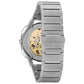Back view of Bulova 96A205, highlighting the exhibition case back revealing the intricate movement.
