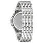 Back view of Bulova 96A254, highlighting the stainless steel case back and bracelet clasp.