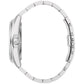 Side profile of the Bulova 96A270, highlighting the polished and brushed finishes of the stainless steel case and the sleek design of the bracelet.