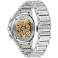  Back view of Bulova 96A298, highlighting the exhibition case back revealing the intricate movement.