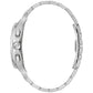 Side profile of Bulova 96A298, showcasing the curved case design and stainless steel bracelet.