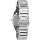 Back view of Bulova Classic 96B015, showcasing the stainless steel case back and bracelet with short fold-over clasp.