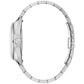 Side profile of Bulova 96B401 showcasing the angular stainless steel case design and domed sapphire crystal.