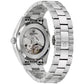 Back view of Bulova 96B429, showcasing the mineral crystal exhibition case back and intricate movement details.
