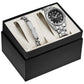 Bulova 96K105 gift set packaging displaying the watch and matching bracelet together in an elegant box.