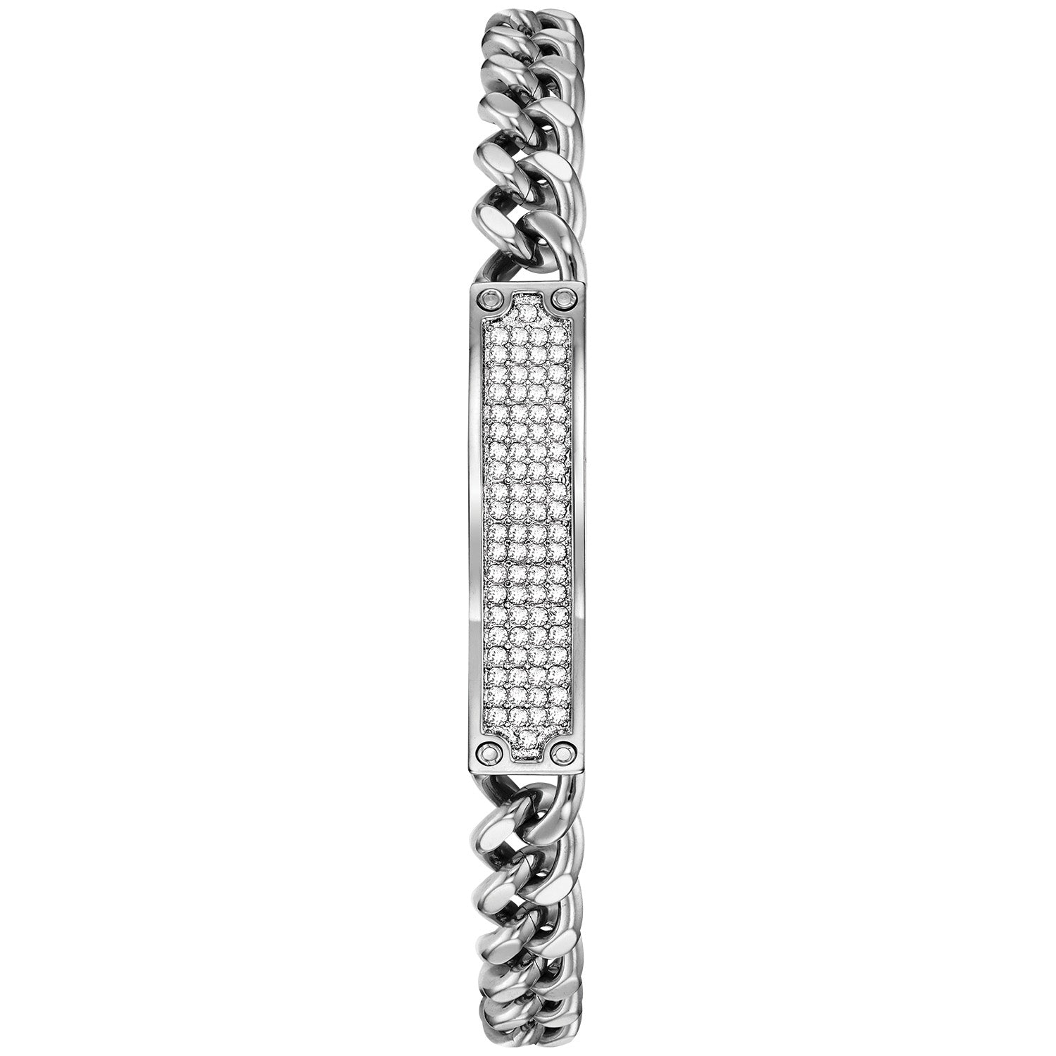 Bulova 96K105 stainless steel bracelet with crystal accents, designed to complement the matching watch.