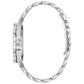 Side profile of Bulova 96K105 men's watch, highlighting the stainless steel case and crystal-encrusted bezel.