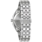Back view of Bulova 96K112 highlighting the solid case back and stainless steel bracelet with butterfly clasp.