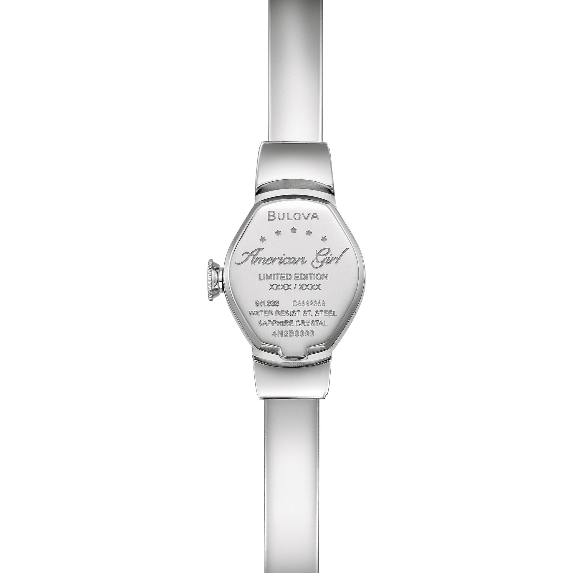 Close-up of the jewelry clasp with 65mm chain extender on the Bulova American Girl Limited Edition Women's Watch 96L333