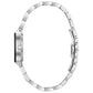Side profile of Bulova 96P202 showcasing the slim stainless steel case and textured crown.