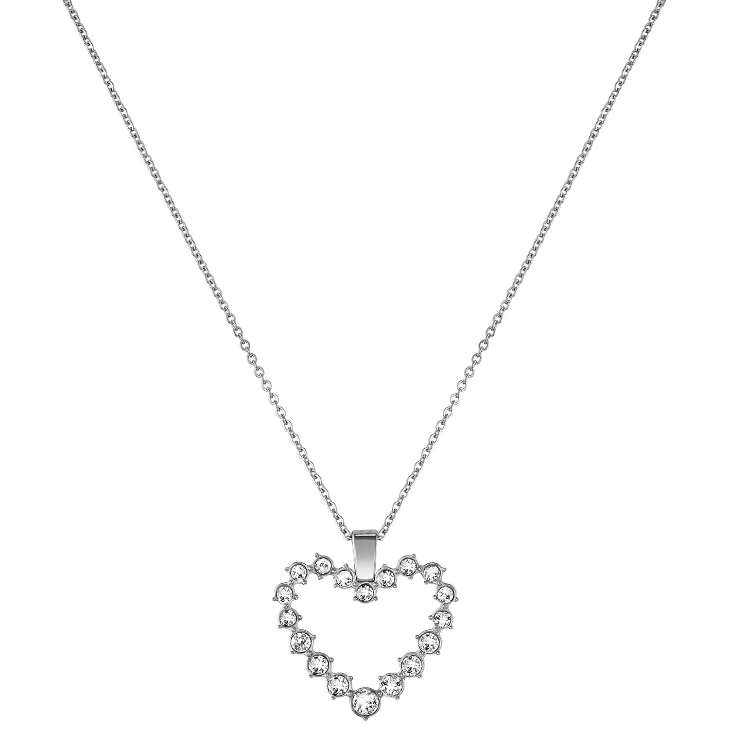 Bulova 96X144 heart pendant necklace with crystal accents, featuring a delicate design and matching chain.