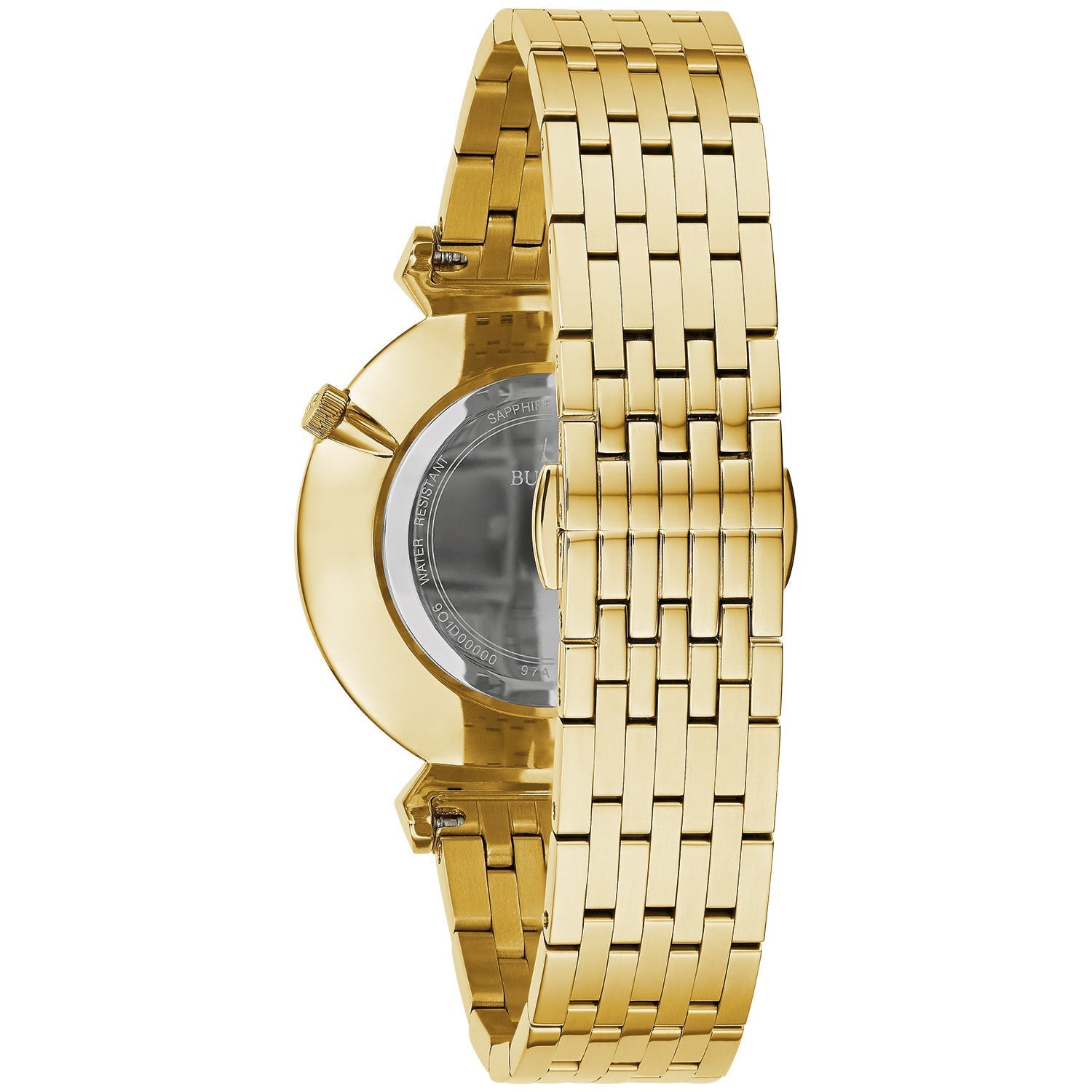 Back view of the Bulova Regatta 97A153 displaying the stainless steel bracelet and clasp.