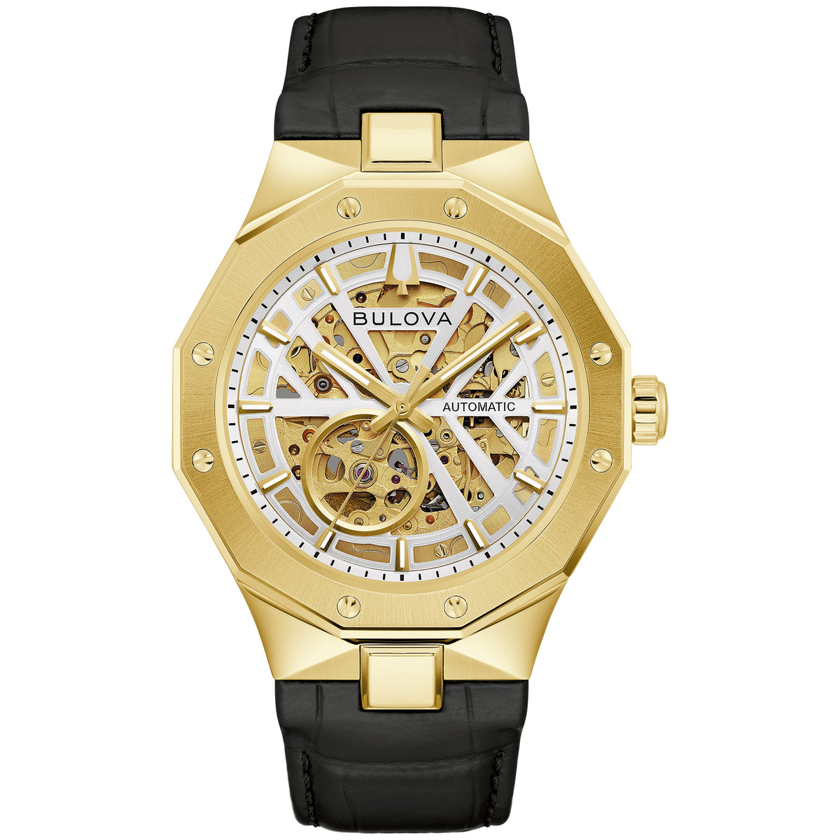 Bulova Prestige Gold-Tone Automatic Skeleton Watch 97A206