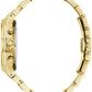 Side profile of the Bulova 97B232 showcasing the gold-tone stainless steel case and bracelet.