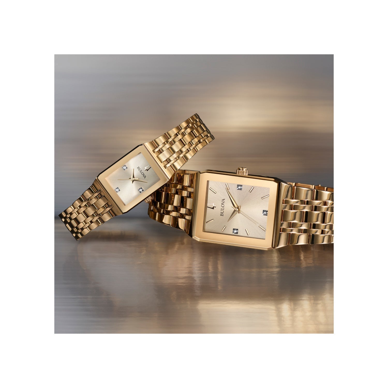 Bulova Quadra Diamond Gold-Tone Watch 97D120