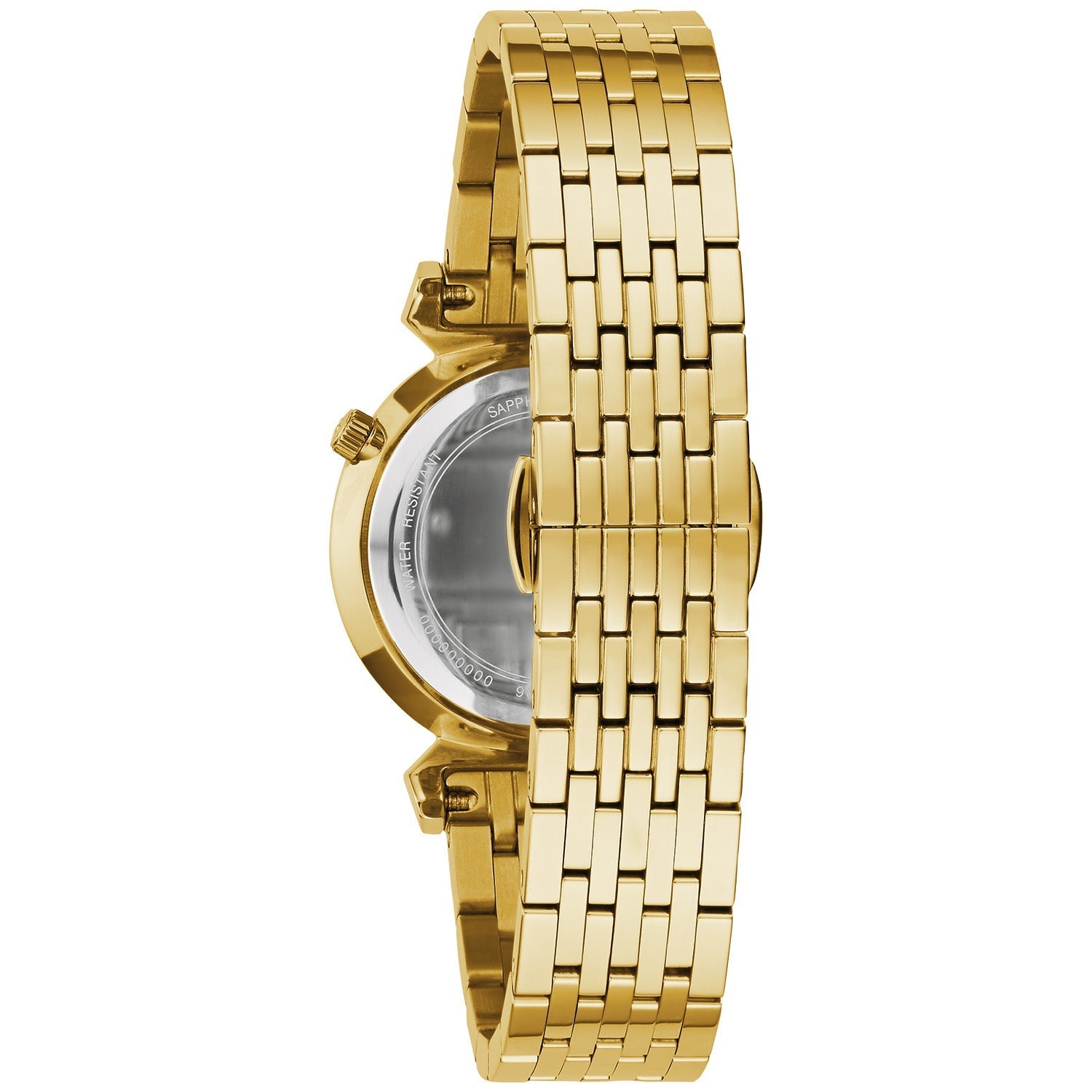 Back view of the Bulova Regatta 97L161 displaying the stainless steel bracelet and clasp.