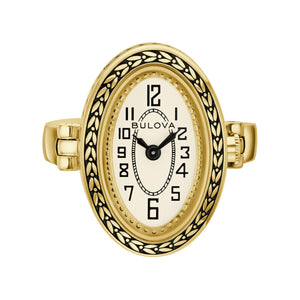 Bulova Art Deco Gold-Tone Ring Watch 97L188