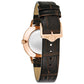 Rear view of the Bulova 97P122, showcasing the stainless steel case back and strap buckle closure.