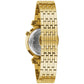 Rear view of the Bulova 97P149, showcasing the stainless steel case back and the bracelet's deployant clasp with push buttons.