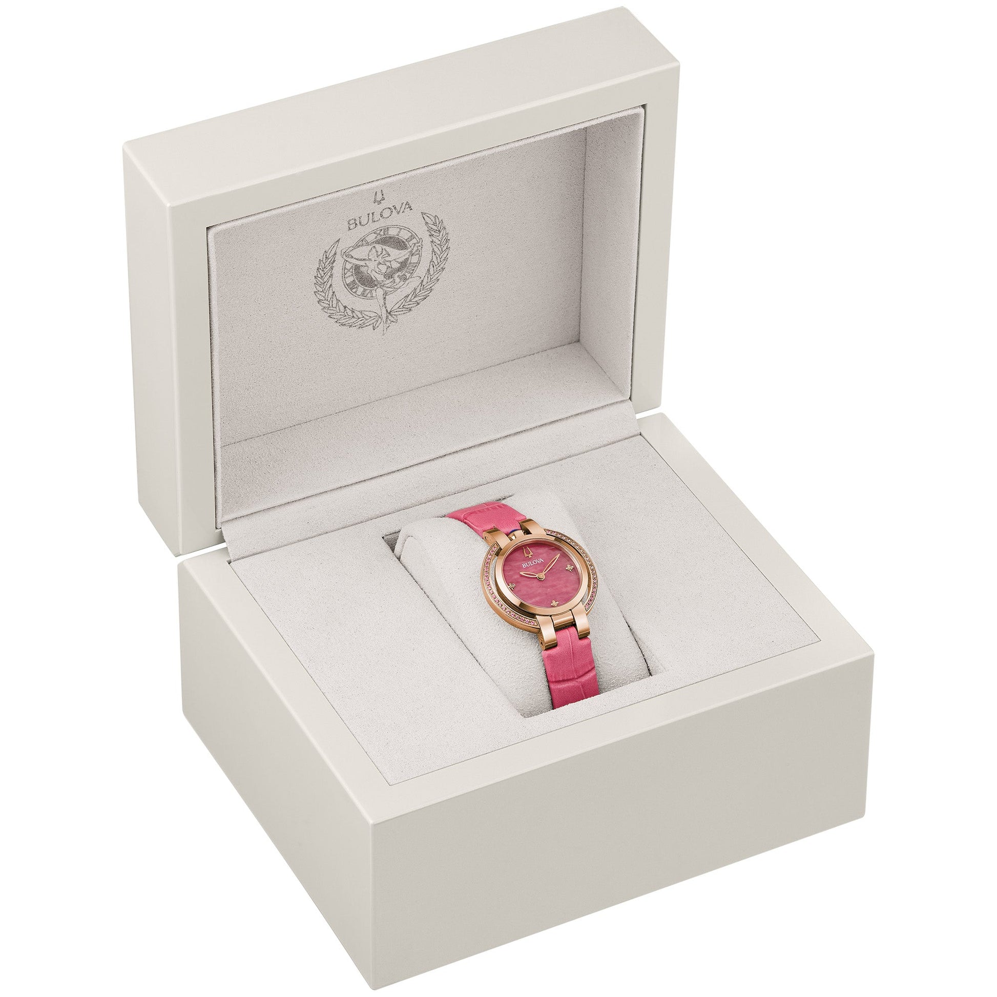 Bulova 97R103 presented in its official packaging, including branded box and documentation.