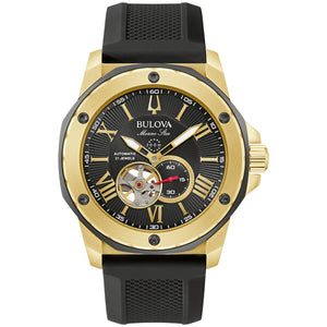 Bulova Marine Star Gold-Tone Automatic Black Dial Watch 98A272
