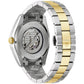 Back view of the Bulova Surveyor 98A284, showcasing the exhibition case back and stainless steel bracelet.