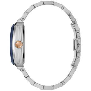 Side profile of the Bulova 98A319 showcasing the curved sapphire crystal and case design.