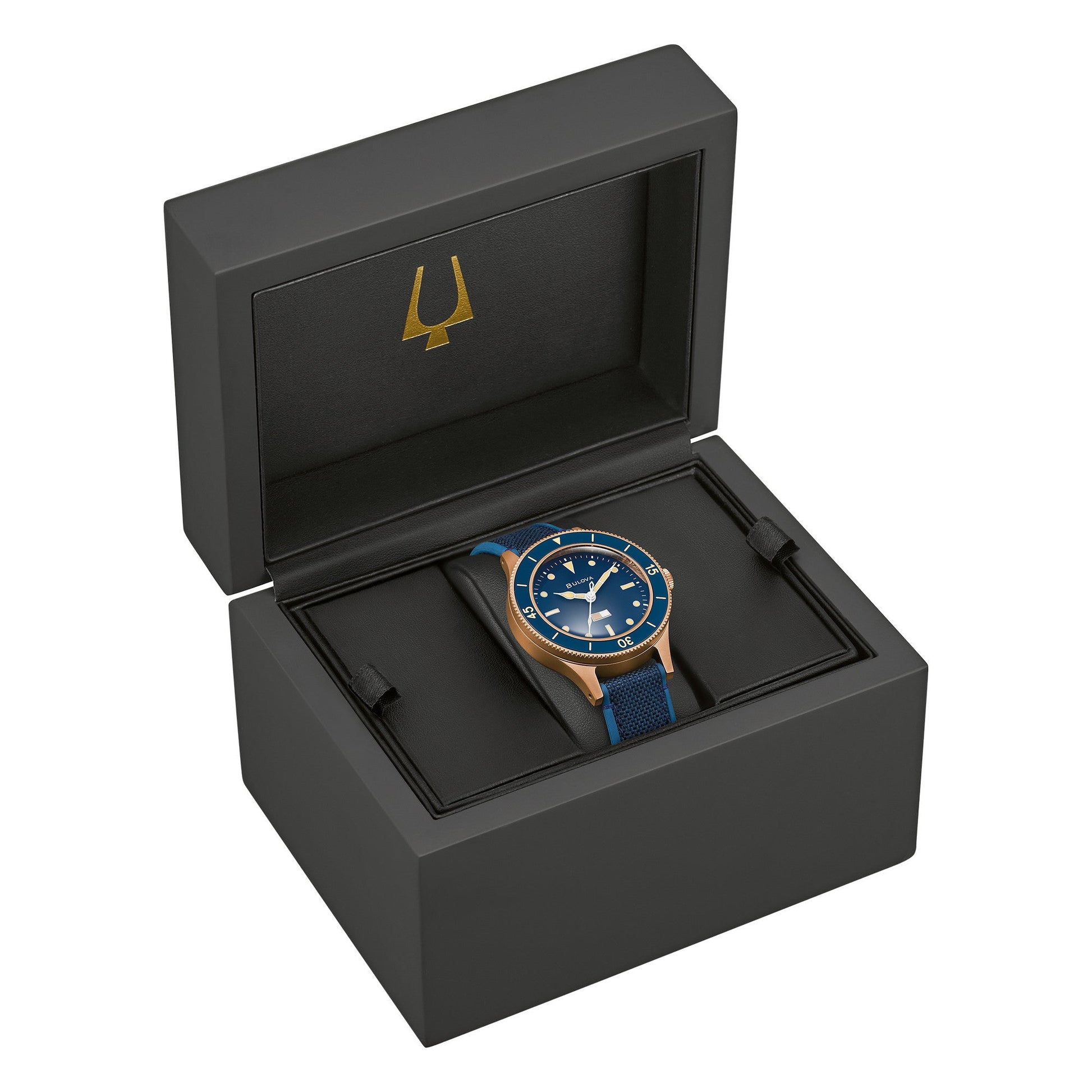 Bulova 98A325 presented in special edition archival packaging with storybook and authentication materials.