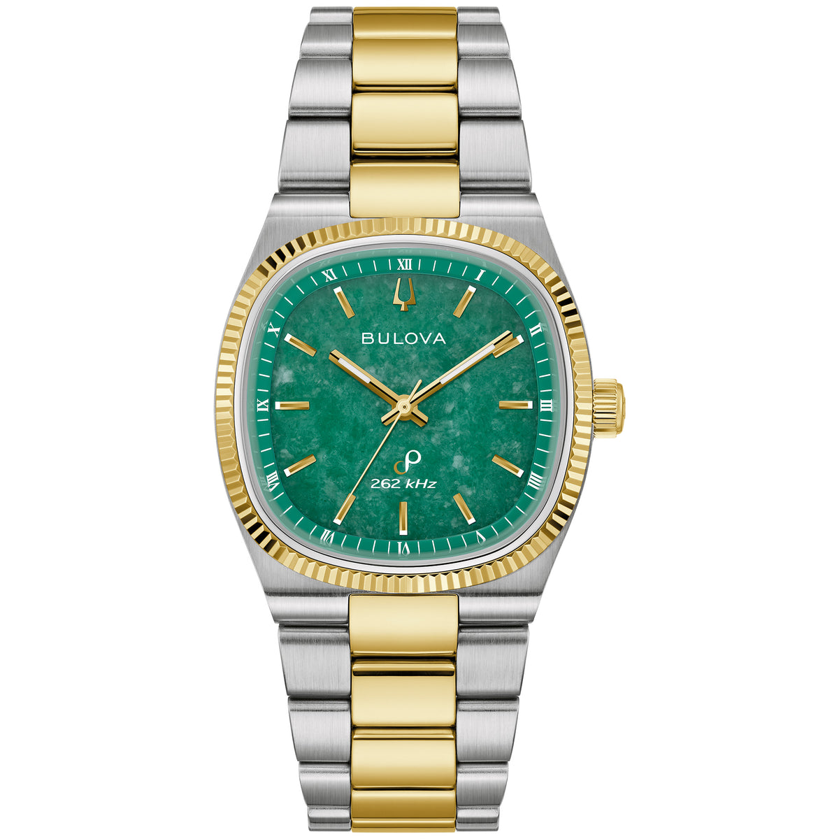 Bulova Super Seville Jade Green Dial Two-Tone Watch 98A336