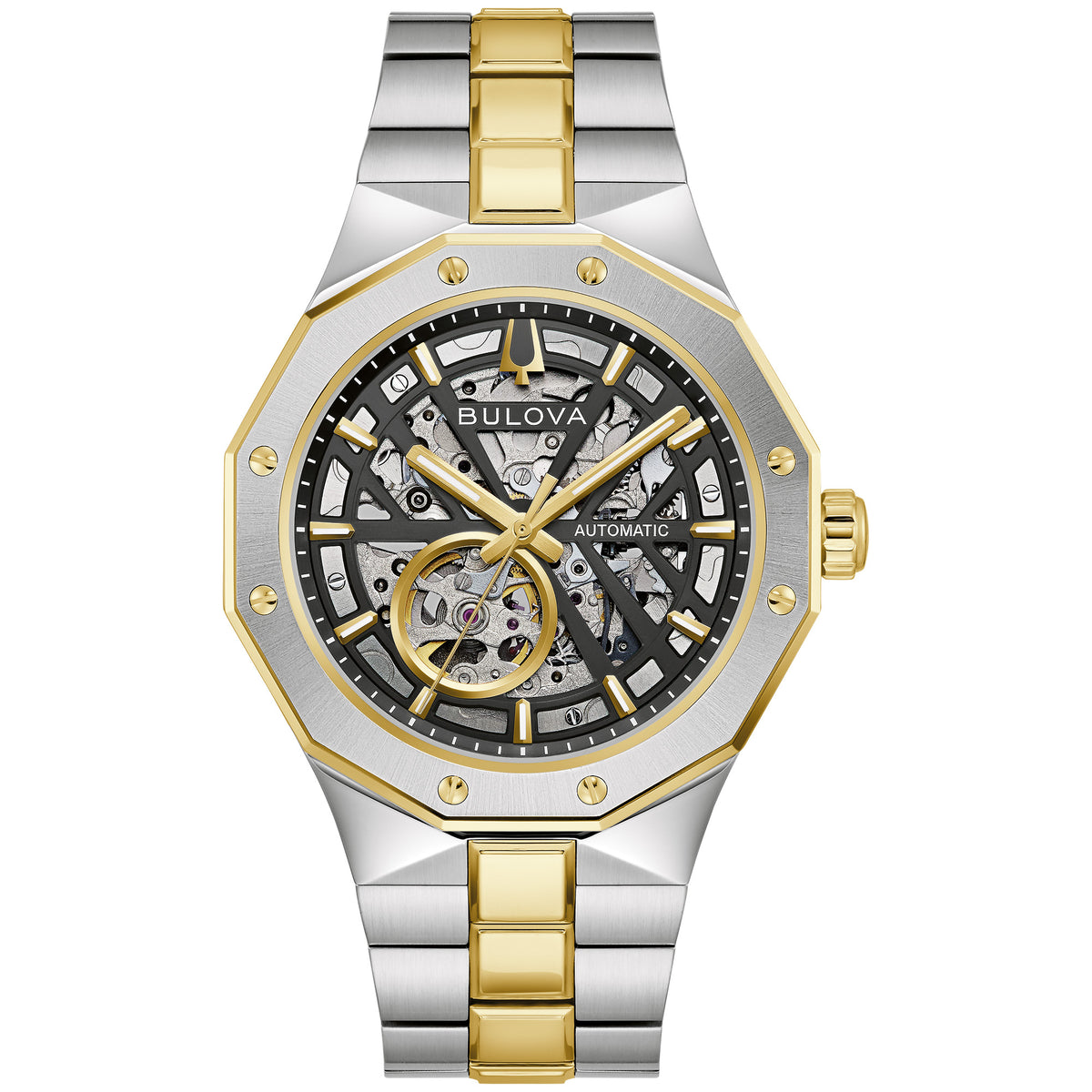Bulova Prestige Two-Tone Black Skeleton Automatic Watch 98A339