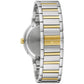  Back view of the Bulova Futuro 98C123 displaying the stainless steel case back and deployment clasp.
