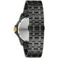 Profile view of the Bulova 98D176, highlighting its black ion-plated case and gold-tone outer top ring.