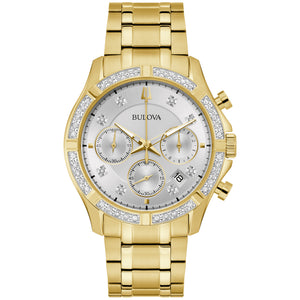 Bulova Classic Gold-Tone Diamond Chronograph Watch 98E113