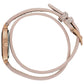 Profile view of the Bulova 98R279, highlighting the sleek rose gold-tone case and double wrap leather strap design.