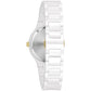 Back view of the Bulova Millennia 98R292, showcasing the stainless steel case back and ceramic bracelet.